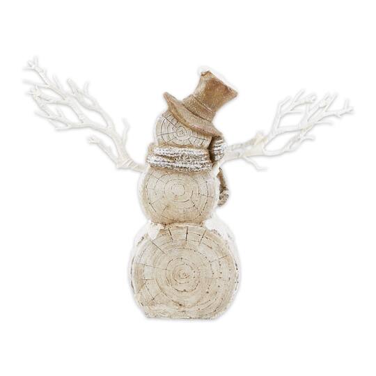 18" Snowman Statue With Twig Lights
